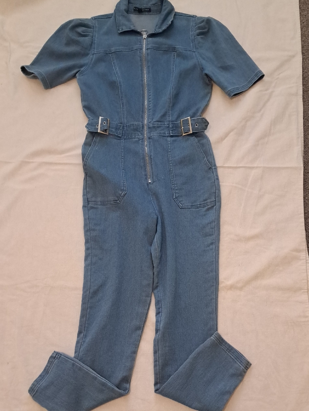 Fashion Nova Blue Denim Jumpsuit with Front Zip